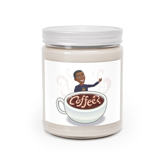 Coffee Scented Soy Candle - 9oz Jar with White Lid (Coffee Art Label)