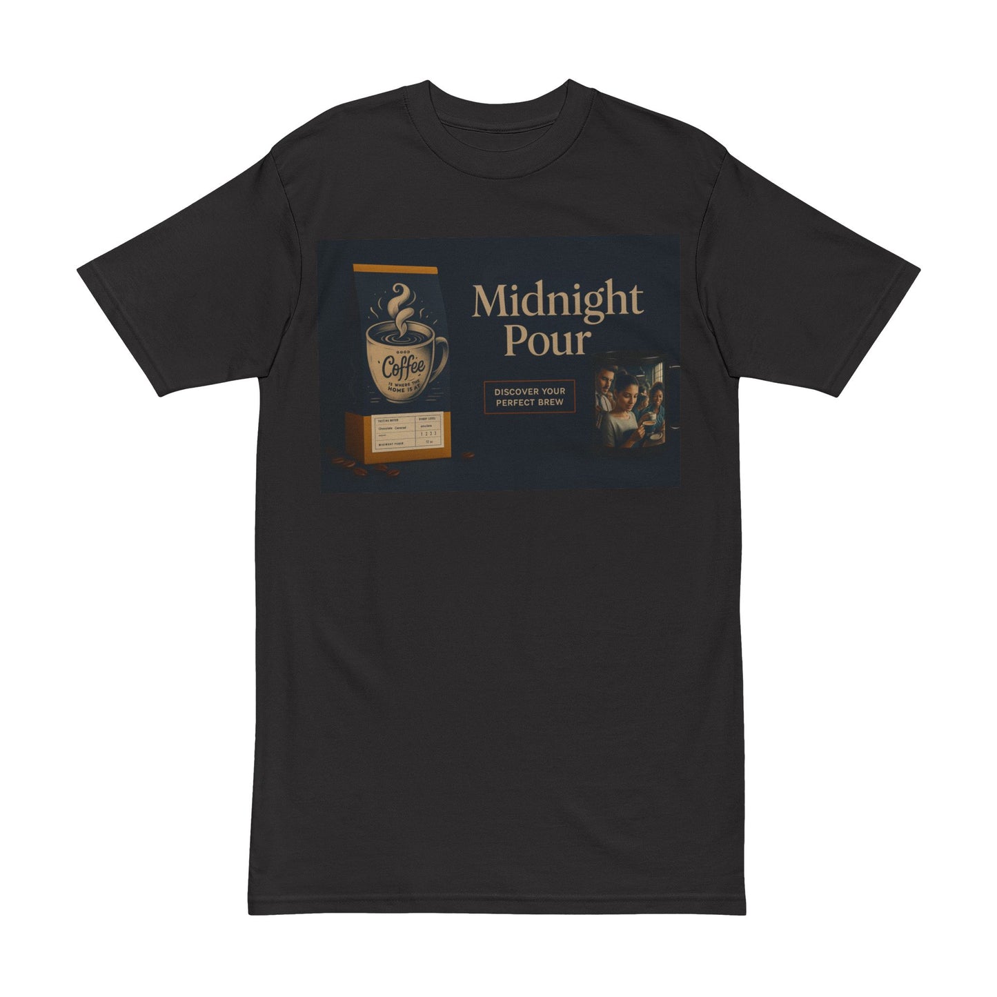 Midnight Pour Heavyweight Tee, Vintage Coffee T-Shirt, Casual Everyday Wear, Gift for Coffee Lovers, Comfortable Men’s Fashion