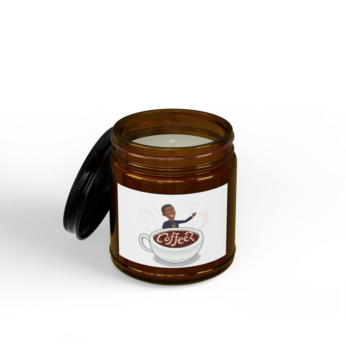 Coffee Scented Soy Candle (4oz & 9oz) — Amber Jar with Black Lid