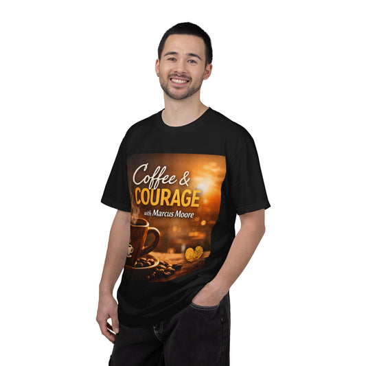 Coffee & Courage T-Shirt — Podcast Logo Tee (with Marcus Moore)