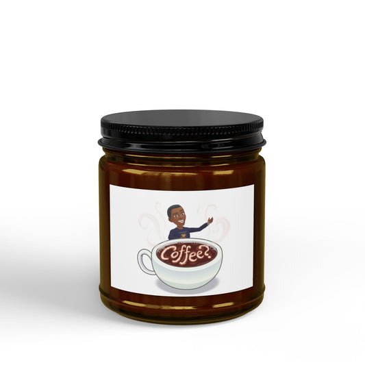 Coffee Scented Soy Candle (4oz & 9oz) — Amber Jar with Black Lid