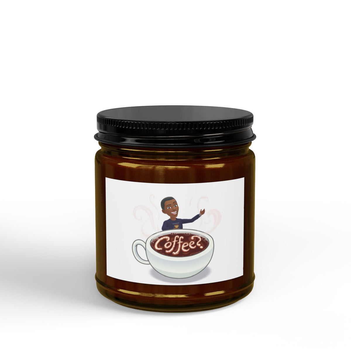 Coffee Scented Soy Candle (4oz & 9oz) — Amber Jar with Black Lid