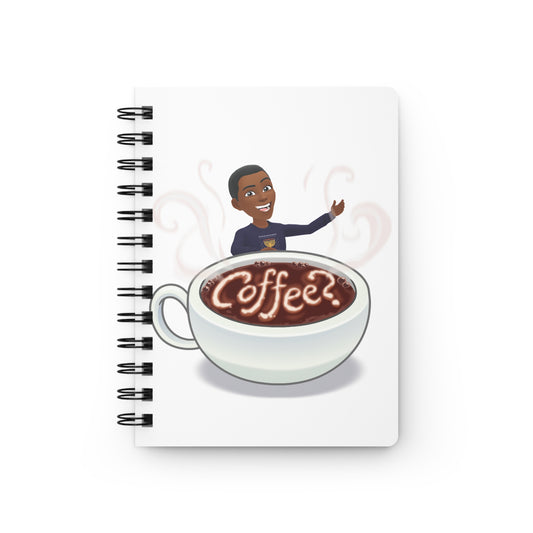 Coffee Lover Spiral Journal – Illustrated ‘Coffee?’ Cup Design Notebook